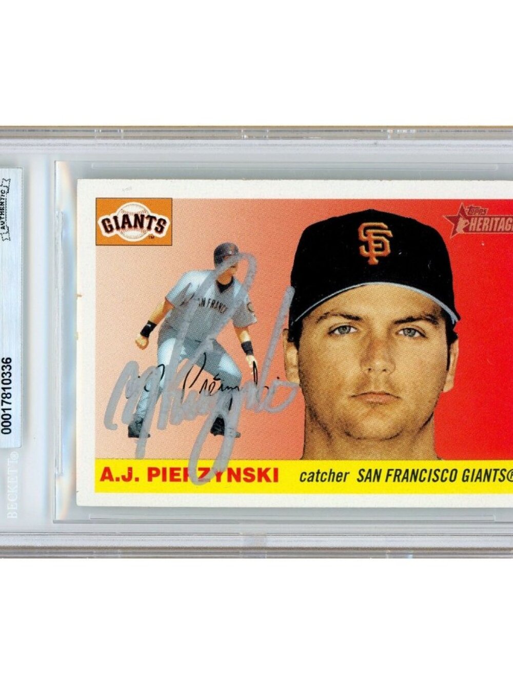 A.J. Pierzynski Signed 2004 Topps Heritage #253 Giants Card BAS Slab Auto